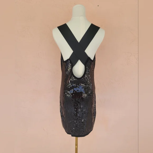 Bebe Black Sequins Minidress Y2K - Picture 2 of 11